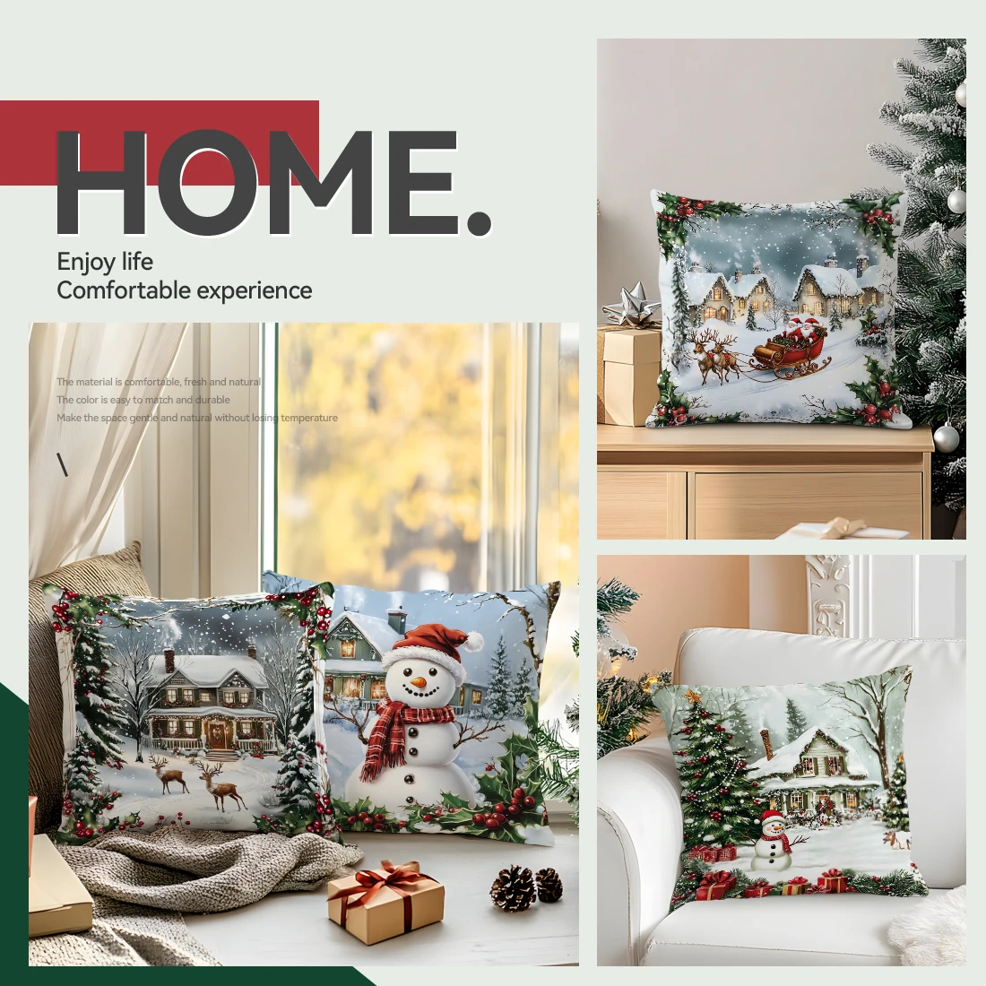 

Christmas snow scene Cushions Pillowcase Cushion Cover Throw Pillow Sofa Decoration Pillowcover Home Car Sofa Decor