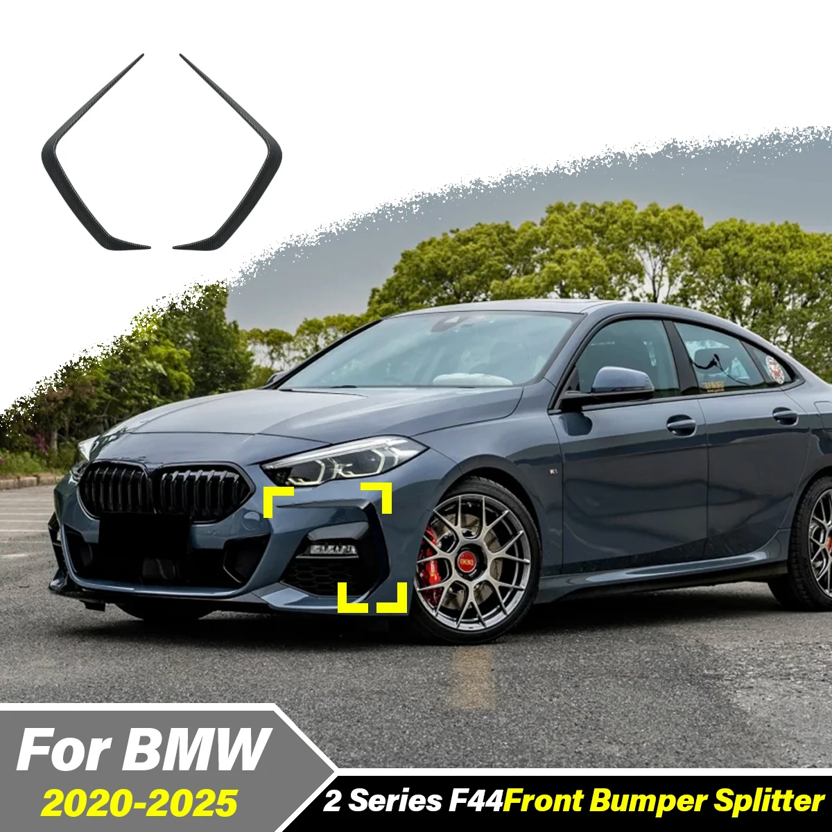 

Для BMW 2 серии F44 2020 2021 2022 2023 2024 2025 Автомобильный передний противотуманный фонарь Спойлер Ветровой нож Переднее крыло Diversion Декоративный комплект
