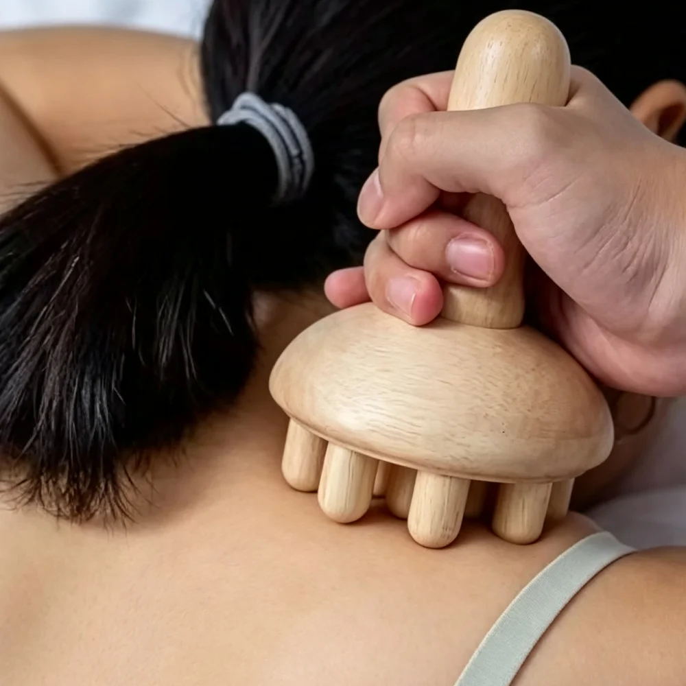 Wooden Mushroom Massager Handheld Manual Wood Massage Tool Full‑Body Surface Massage