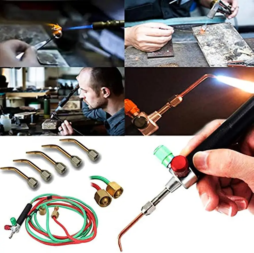 Jeweler Liquefied Gas Micro Little Torch Welding Soldering Kit+5 Tips 14mm Joint