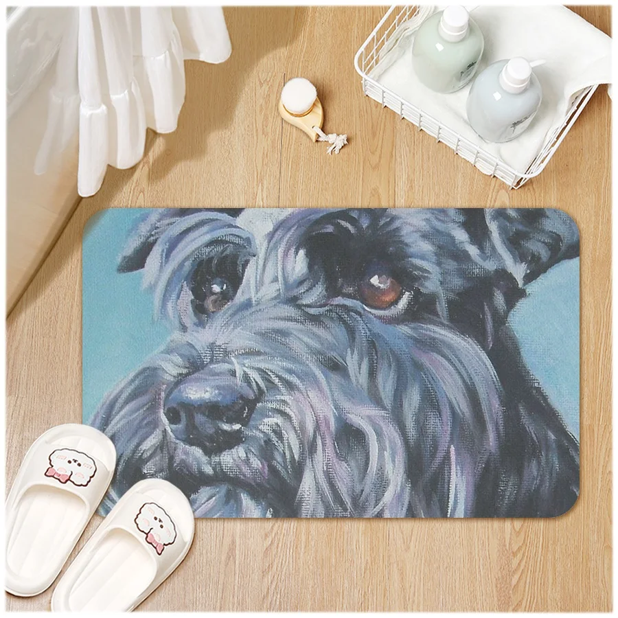 Bathroom Bath Mat Non-Slip Schnauzer Dog Entrance Door Rug Absorbent Kitchen Bedroom Floor Carpet  Kitchen Carpet