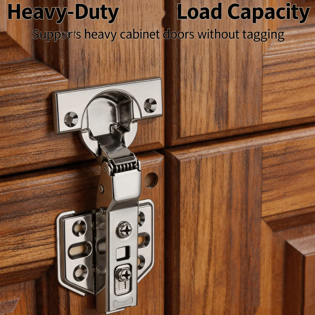 2-20Pcs Cabinet Door Hinges Stainless Steel Hydraulic Damper Buffer Soft Close Quiet Wardrobe Door Concealed Hinges with Screws