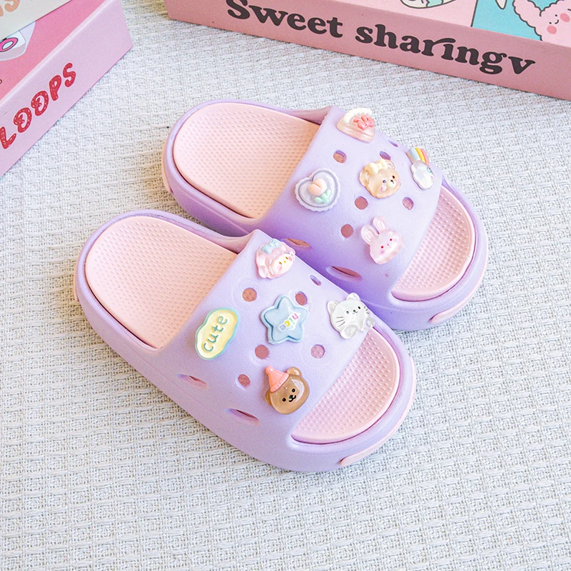 New Popular Cartoon Rainbow Girl Versatile Girls' Eva Slippers Fashionable Dual-Color Soft-Soled Non-Slip Sandals 831