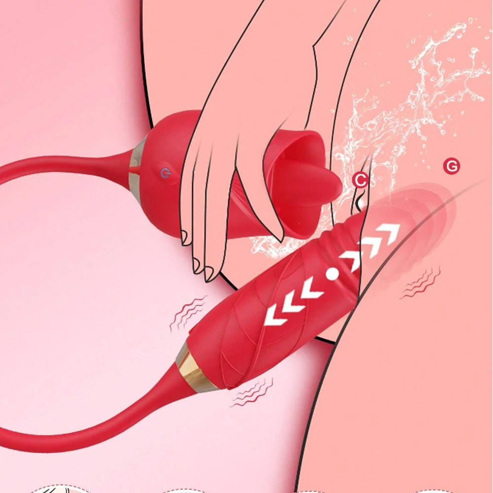 Kadınlar için yalama Vibratör Klitoral Meme Stimülatörü Masaj Sokmak Yapay Penis 2'si 1 Arada Kadınlar için Seks Oyuncak Yetişkin Seks Ürünleri