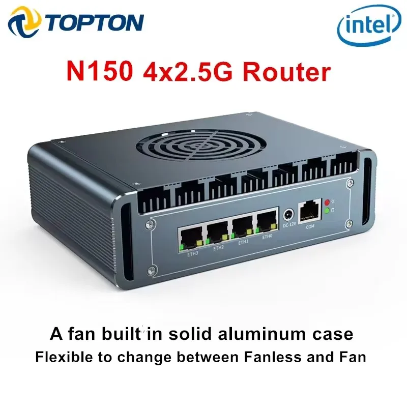Neuer 2,5G-Router Intel N150 12. Generation Mini-PC 4x i226 LAN Celeron N5105 J6412 pfSense PVE Firewall Mini-Computer Aluminium mit Lüfter