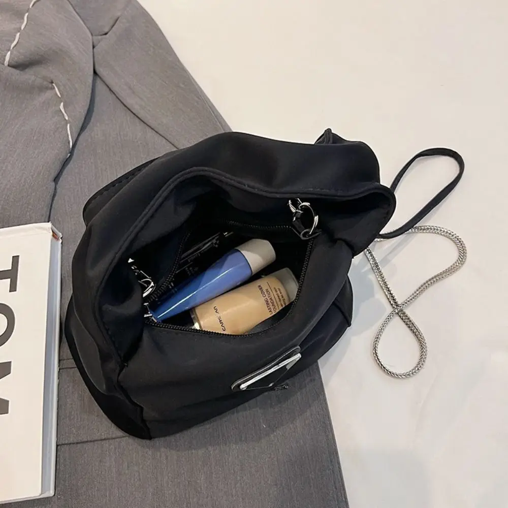 Korean Style Black Hand Bag Black Pleated Handle Triangle Brand INS Shoulder Bag Luxury Portable Fashion Crossbody Bags Girls image 6