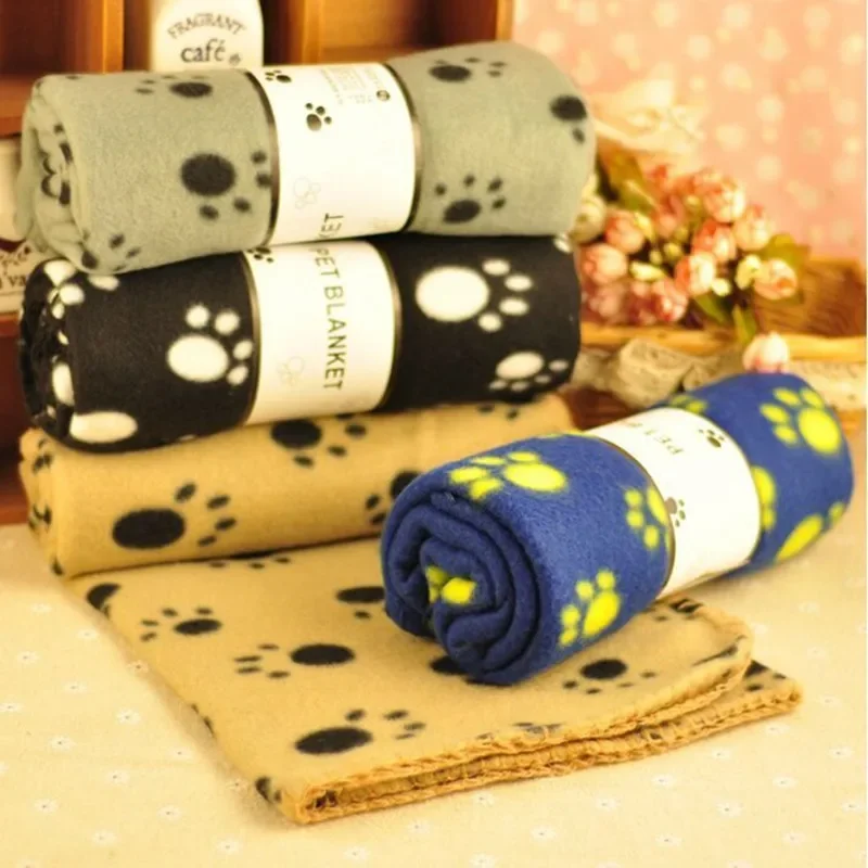 Pets Mat Fleece Paw Printing Warm Soft Dog Cat Bed Sofa Cover Blanket Puppy Sleeping Mattress Small and Medium Animals Supplies