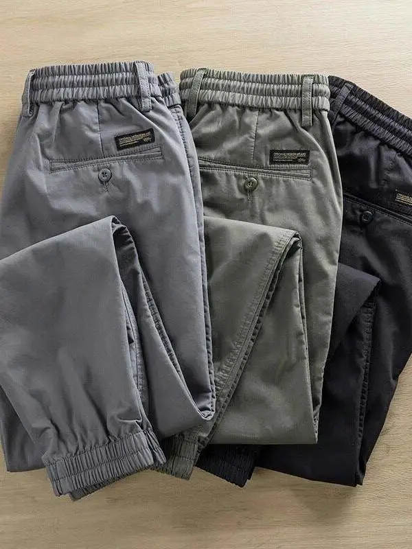 Mens Casual Cotton Work Trousers Spring Autumn Loose Fit Construction Site Wear Resistant Dirtproof Comfortable Long Pants
