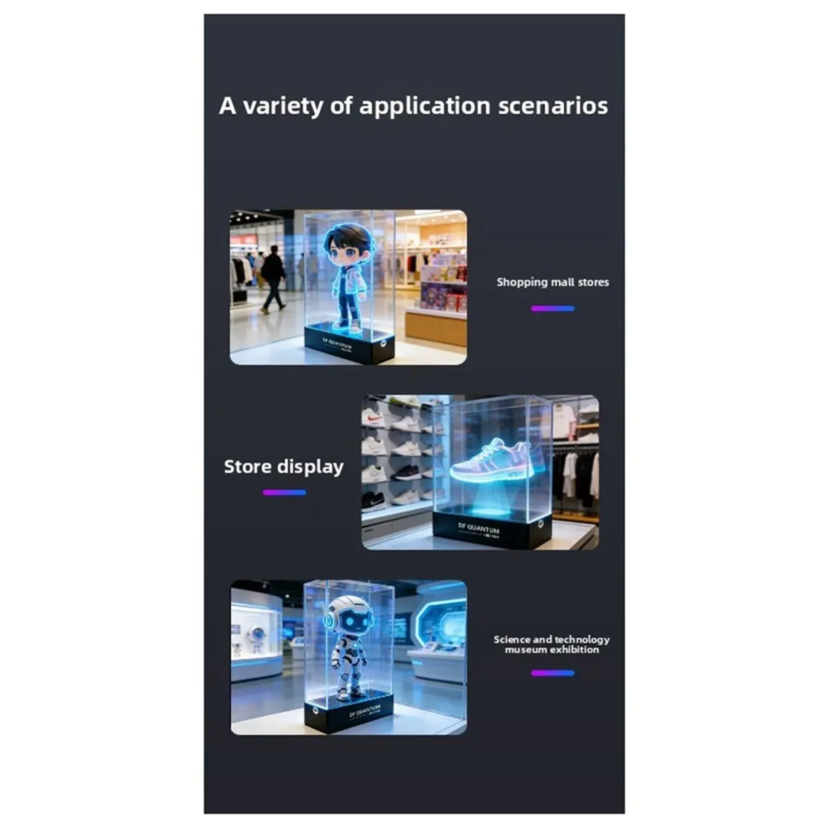 3D Hologram Desktop Birthday Gift USB 5V Holographic Box AI Animation Robot Display Transparent Screen 23x20x7cm