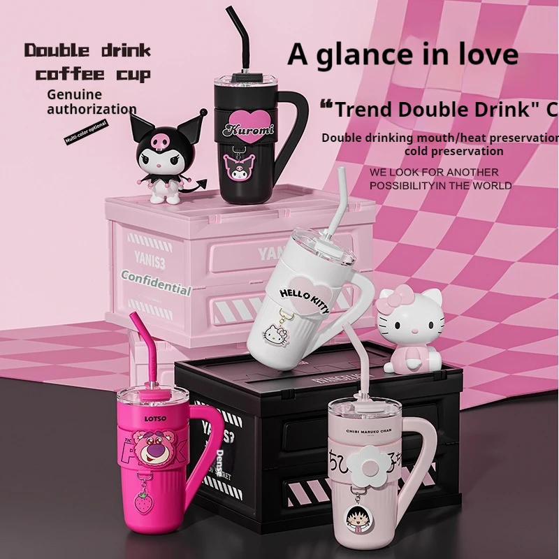 Miniso Sanrio Hello Kitty Kuromi Lots-O'-Huggin' Bear Miniso Best-Selling Items Cute Kawaii Vacuum Cup Good Looking Kettle Cup