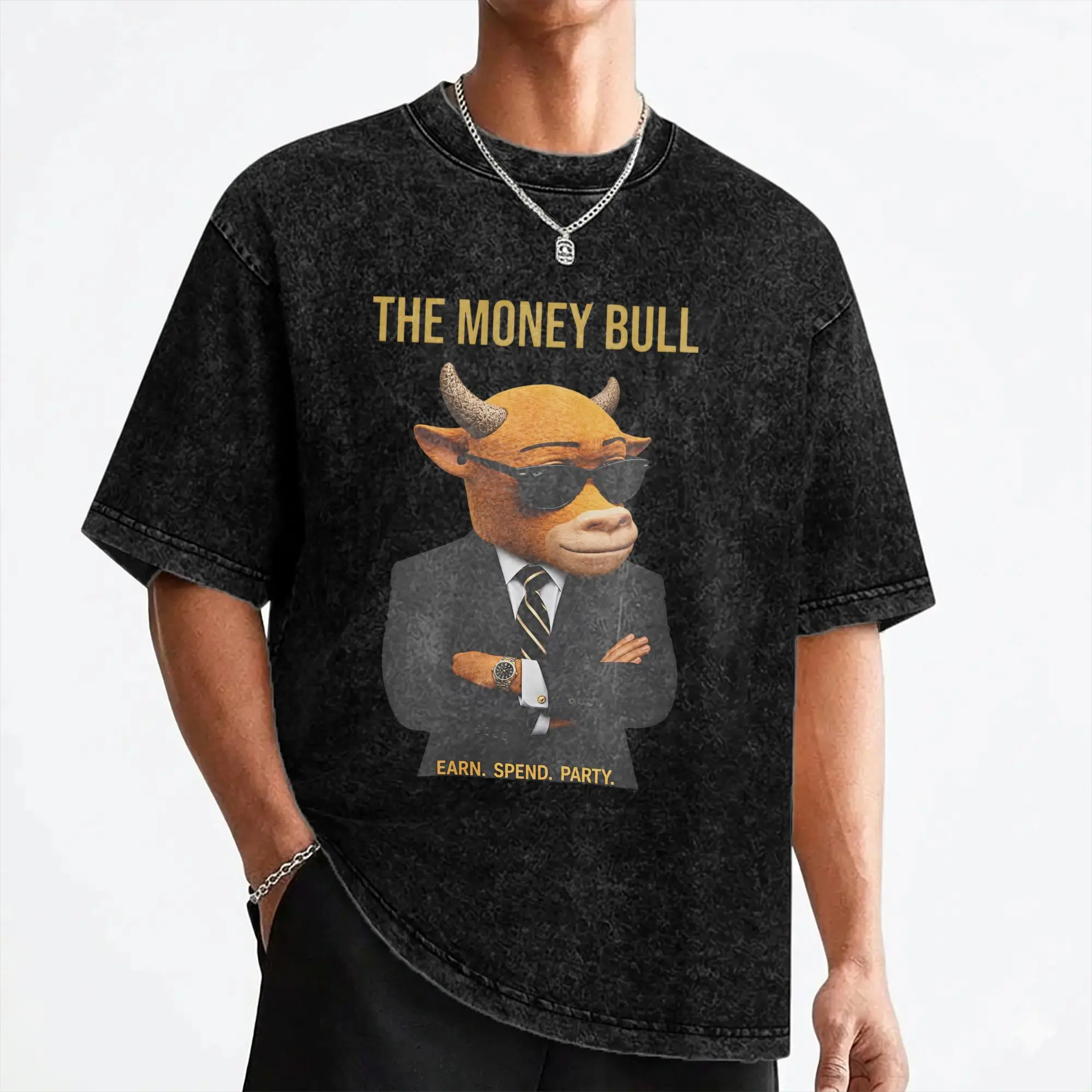 Niu Lai Funny Bull Meme T Shirts Washed Short Sleeve Harajuku T-Shirt  Vintage Men Women Streetwear Graphic Printed Tees