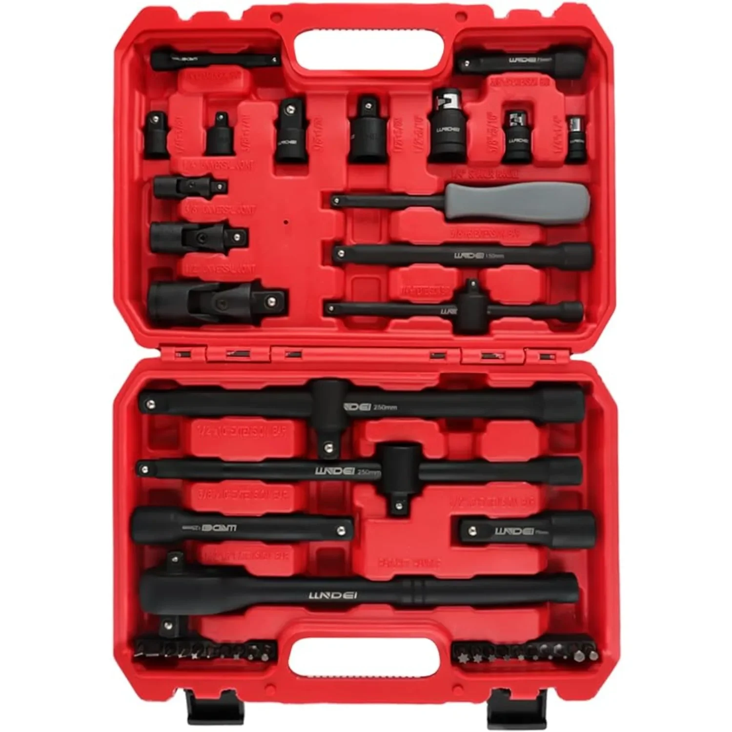 Tool Socket Accessory Set 1/4 3/8 1/2-In Drive,43PCS, 3/8 1/2-In Dual Head 72T 2 Way Ratchet Handle,Socket Adapters