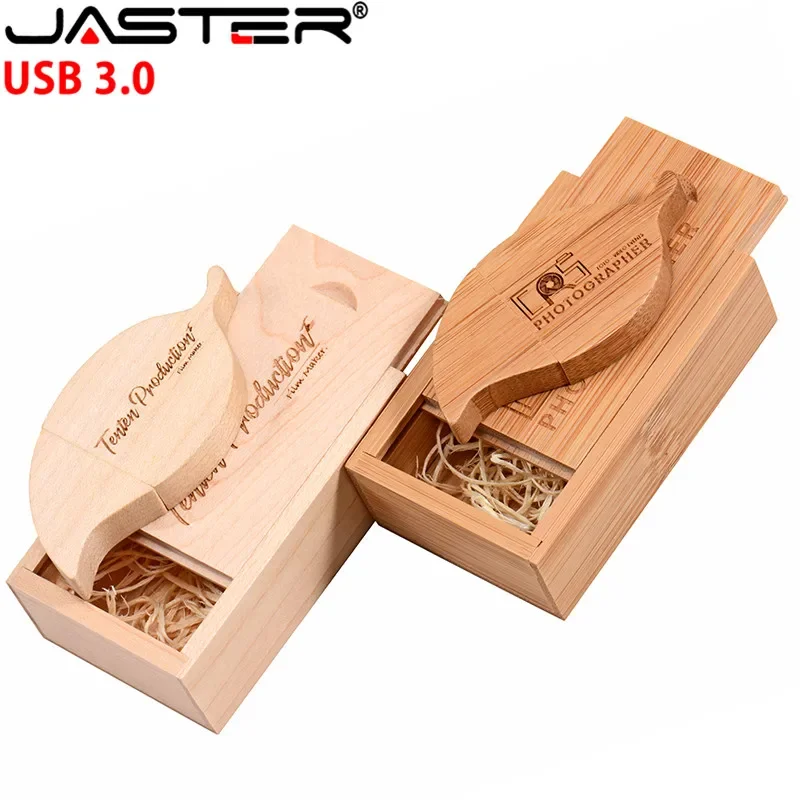 JASTER Tree Leaf + Box Flash Drive Gift 64 GB 32 16 8 4 Pen USB 3.0 Usb (Free Logo) Memory Stick Pen Drive