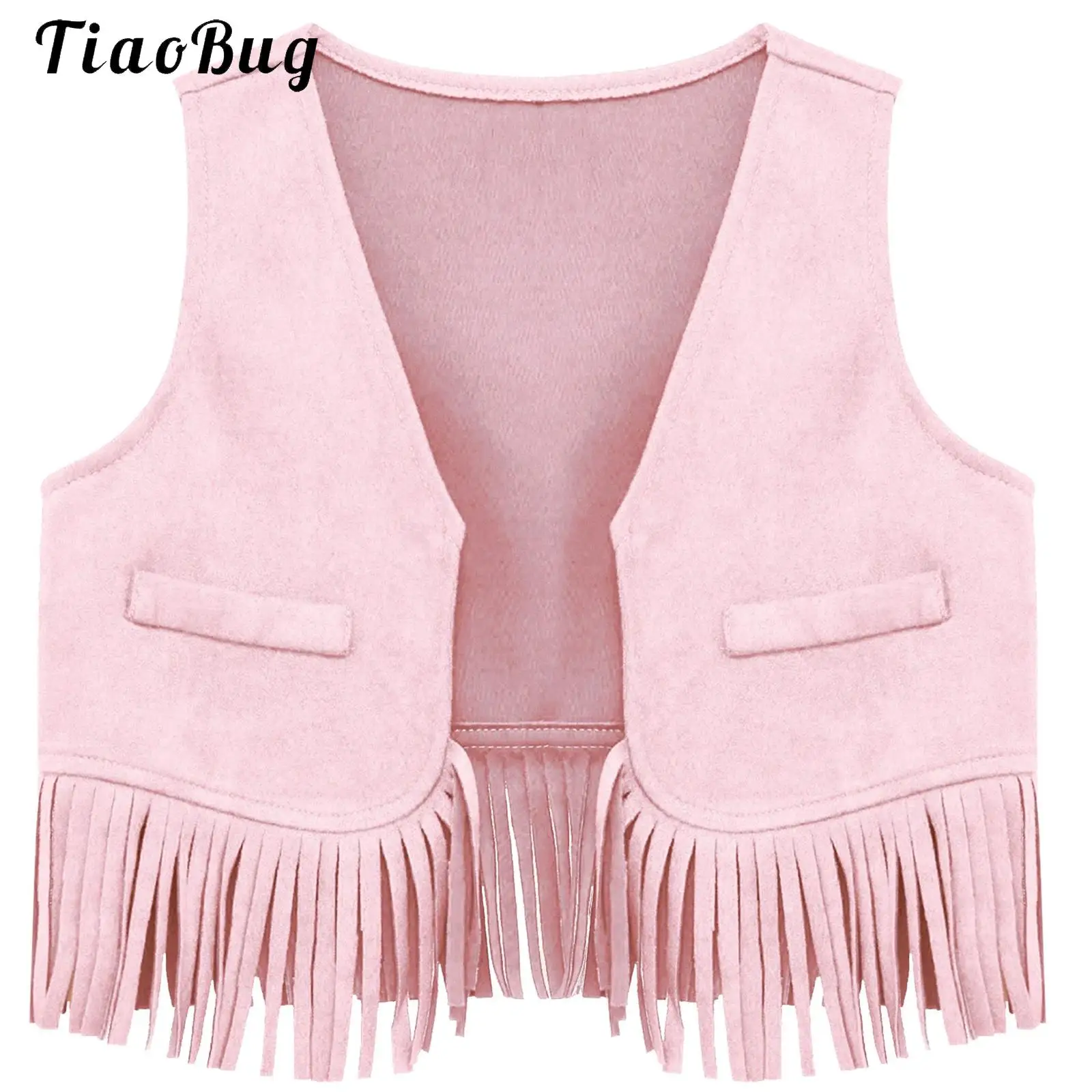 Infant Boys Girls Cowgirl Cowboy Costume Halloween Carnival Party Wild West Cosplay Tassel Suede Vest Waistcoat