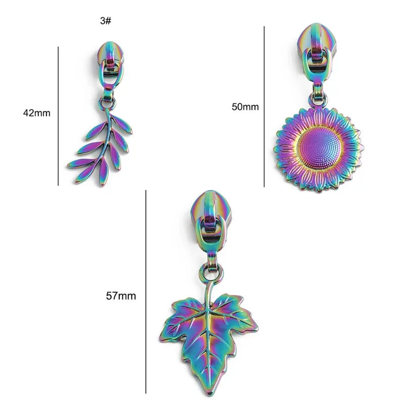 5-20pcs Sunflower Leaf Shaped #5 Nylon Zipper Pull Crossbody Bag Jacket Hand-Sewn Decorative Zipper Slider DIY Bag Accessories