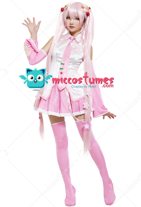 

Miccostumes Women Sakura Pink Cosplay Costume with Sakura Hair Pins