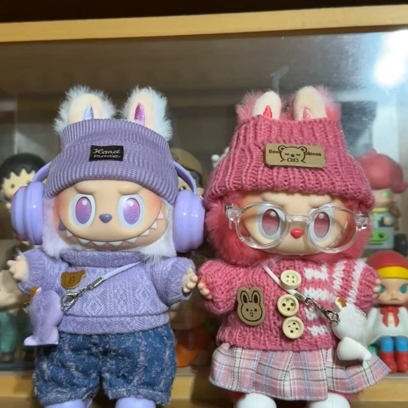 

6,7-дюймовый комплект аксессуаров для одежды labubu, шапка + одежда + (штаны или юбка), кукольная одежда, подходящая для модной плюшевой обуви для кукол