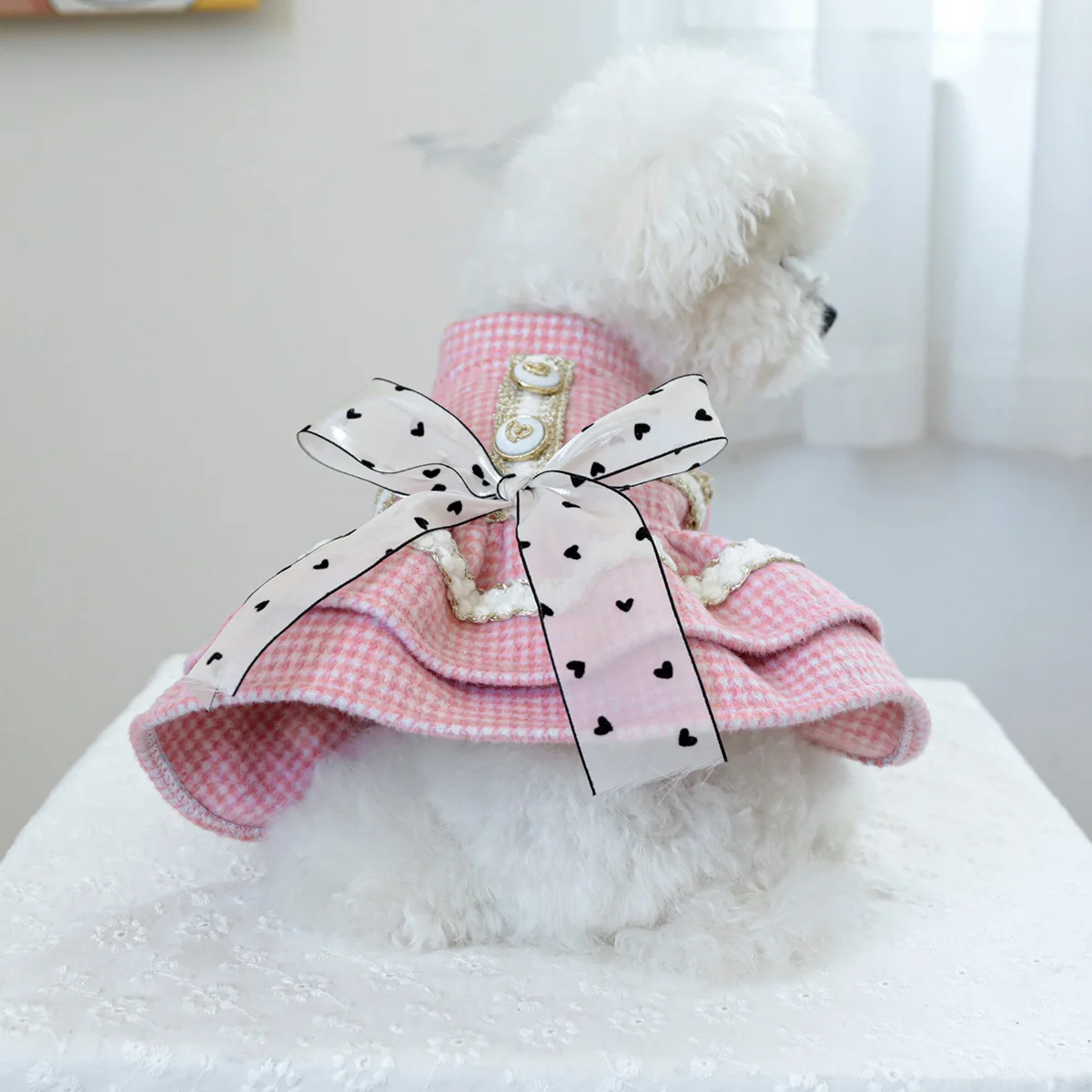 1PC Pet Clothing Dog Cat Autumn/Winter Thick Pink Sweetheart Princess Dress Suitable for Small and Medium sized Dogs