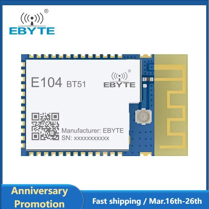 Bluetooth Module BLE5.0 2.4GHz BLE EBYTE E104-BT51 Low Power Consumption PCB Antenna SMD UART Wireless Transceiver Receiver