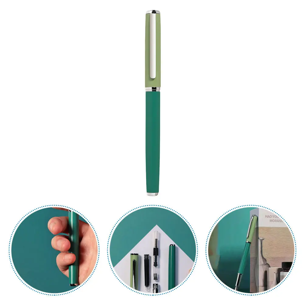 

Calligraphy Pen Green Fine Workmanship Smooth Writing For School Office Use Refillable Ink Pen Students Stationery Metal Writing
