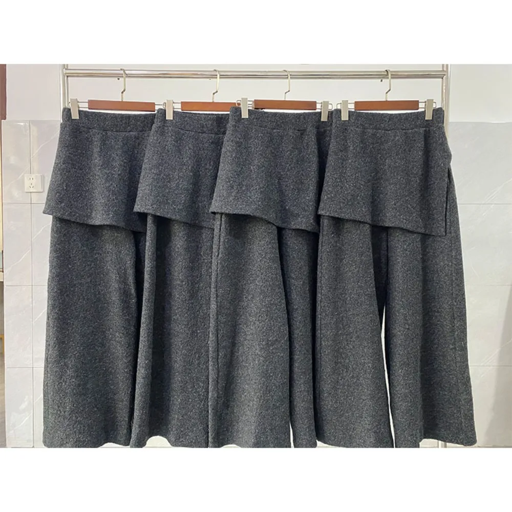 Pantalon jupe en laine de particules à fente latérale multicouche