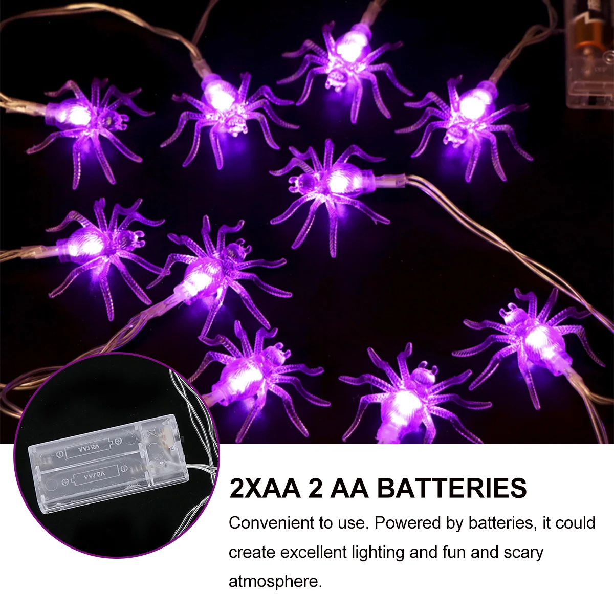 

1Pcs Purple Spider LED String Light Powered Halloween Decoration Vibrant Party Lanterns Lights Halloween Lights