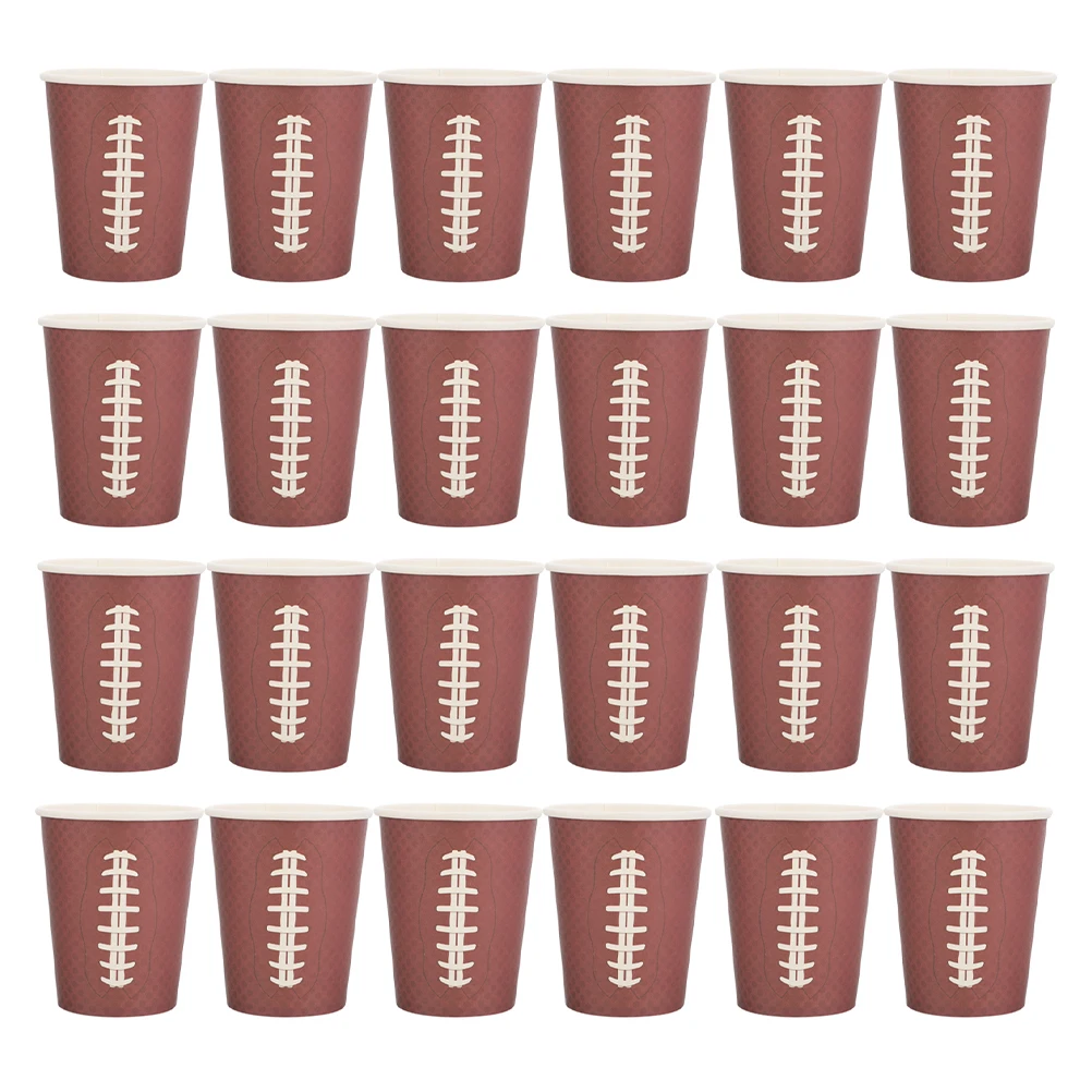 

48pcs Rugby Paper Cup Sports Theme Brown Disposable Party Supplies Football Cups Home Weddings Banquets Restaurants Tablecloth
