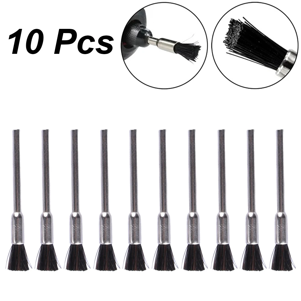 10pcs Nylon Wire Brush 3mm Shank Abrasive Polishing Tool Bit Polishing For Wood Polishing Grinding All Kinds Of Rough Tools