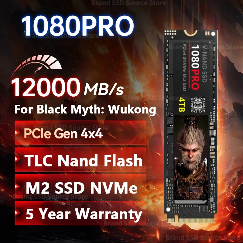 Original New 1080 PRO NVME M.2 Pcie 4.0 Nvme 2.0 SSD Internal Hard Drive Solid State Hard Disk Game For Desktop PS5 Gaming PC