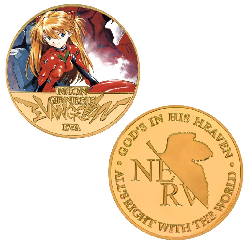 EVA Commemorative Collection Gold Coins Neon Genesis Evangelion Anime Figure Asuka Langley Ayanami Rei Portrait Anime Coin Gift view 2