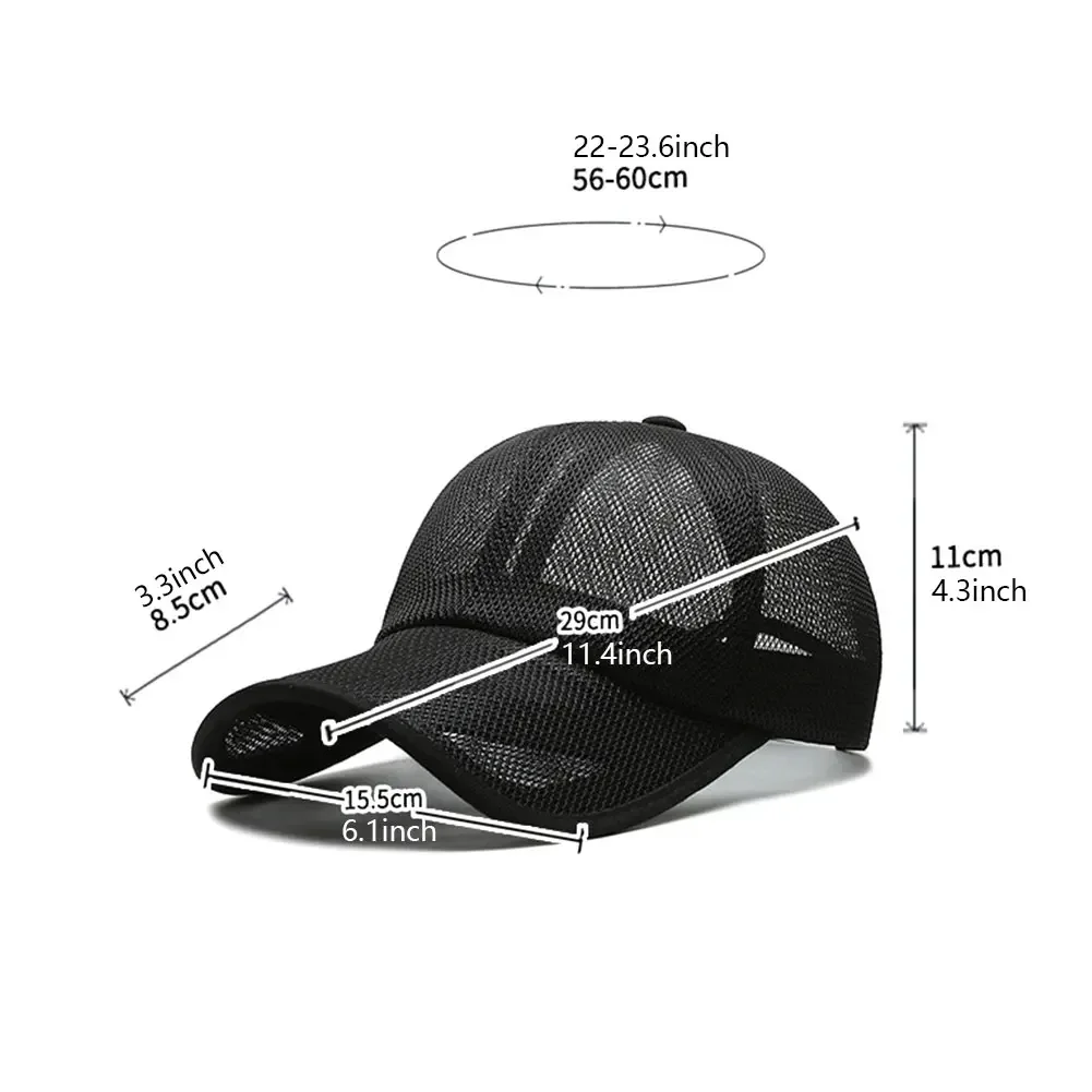 Men Fishing Hat Summer Full Mesh Baseball Cap Unisex Trucker Cap Trucker Caps Quick Dry Golf Running Hat Adjustable Snapback Hat