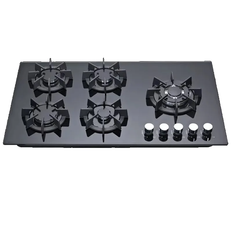 Hot Selling Built-in Gas Cooktop With Tempered Glass Panel 5 Burner Gas Hob Class A Energy Efficiency For Hotel & Household Use