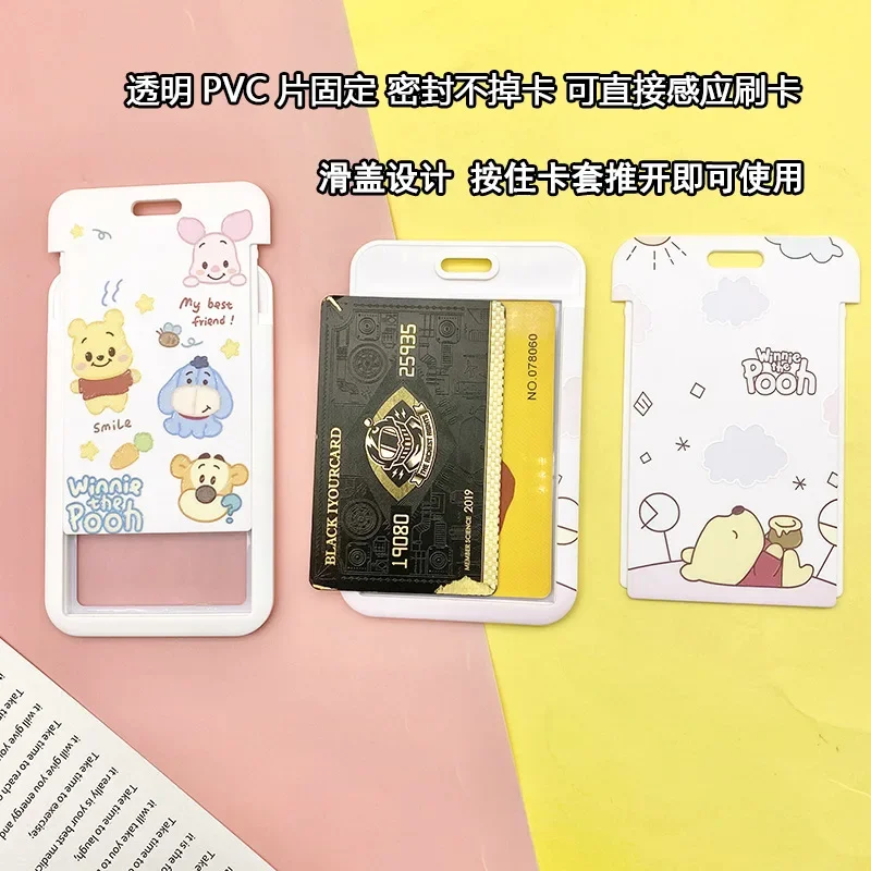 Potdemiel Pooh Bear Meal card, campus bus card protective case chest card access control game card pack pick-up card pack