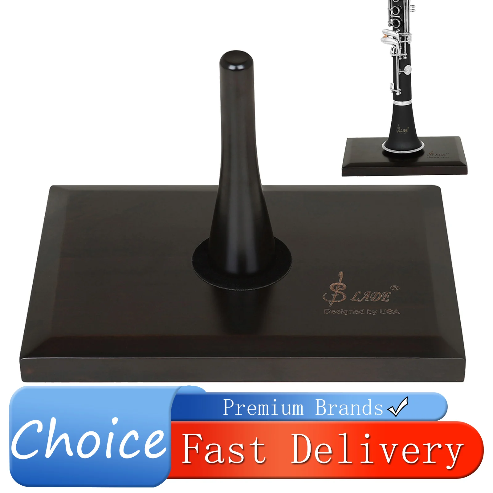 SLADE Solid Wood Clarinet / Oboe Stand Detachable Maple Instrument Display Holder Anti-Scratch Velvet Pad Wind Support Rack