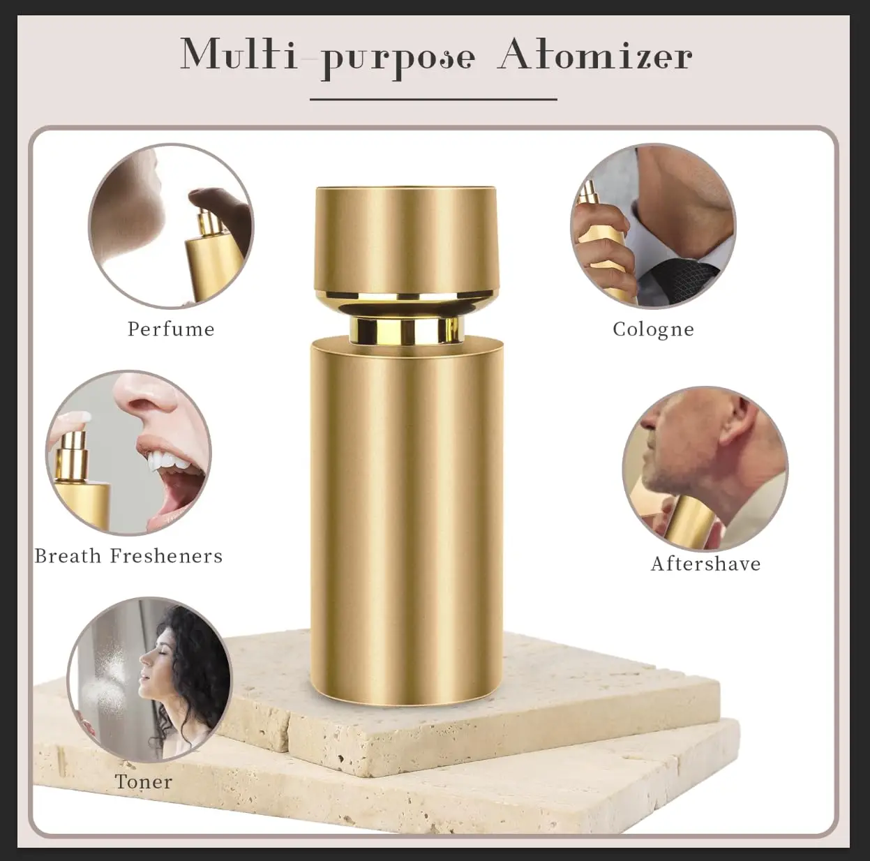 

50ML Perfume Bottle Portable Cosmetics Container High-end Cylindrical Colored Glass Dispensing Empty Spray Bottles Travel Tool