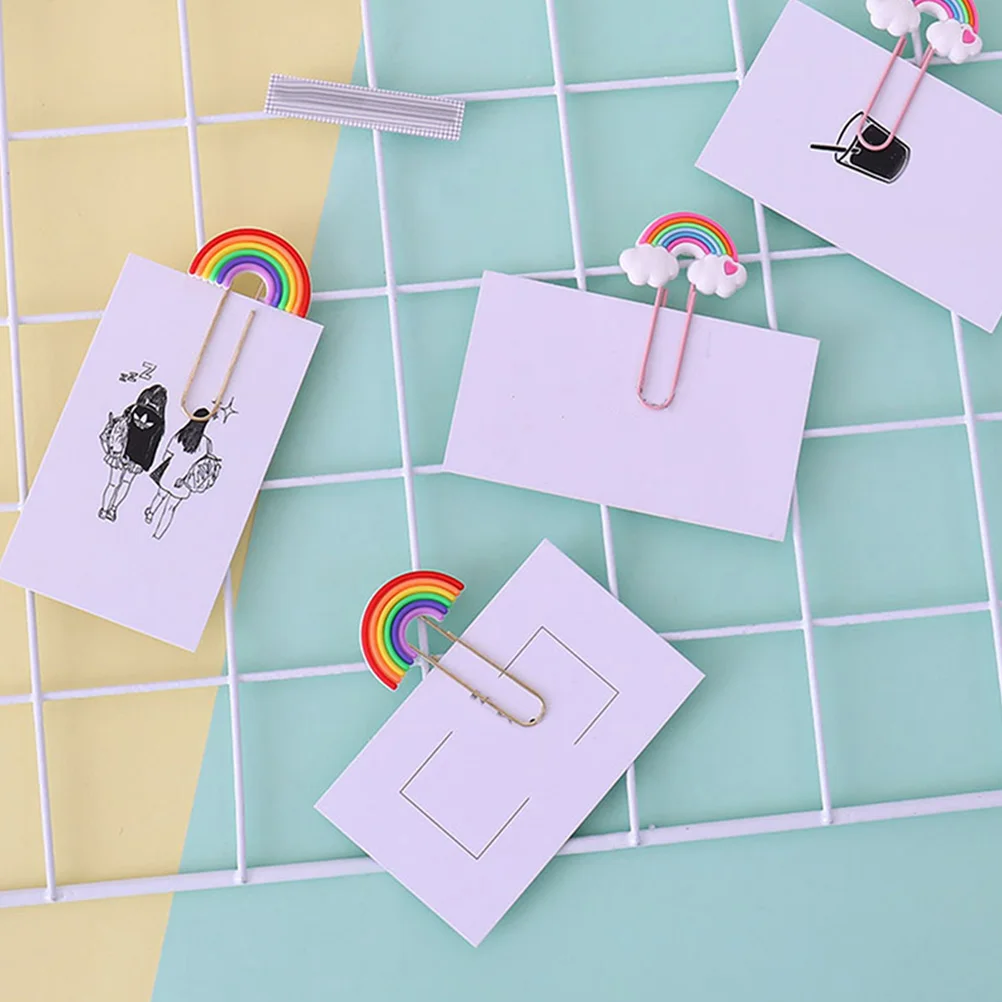 

16pcs Rainbow PVC Soft Metal Paper Clips Unique Shaped Multi use Small Office Document Bookmarks Sturdy Storage Friendly