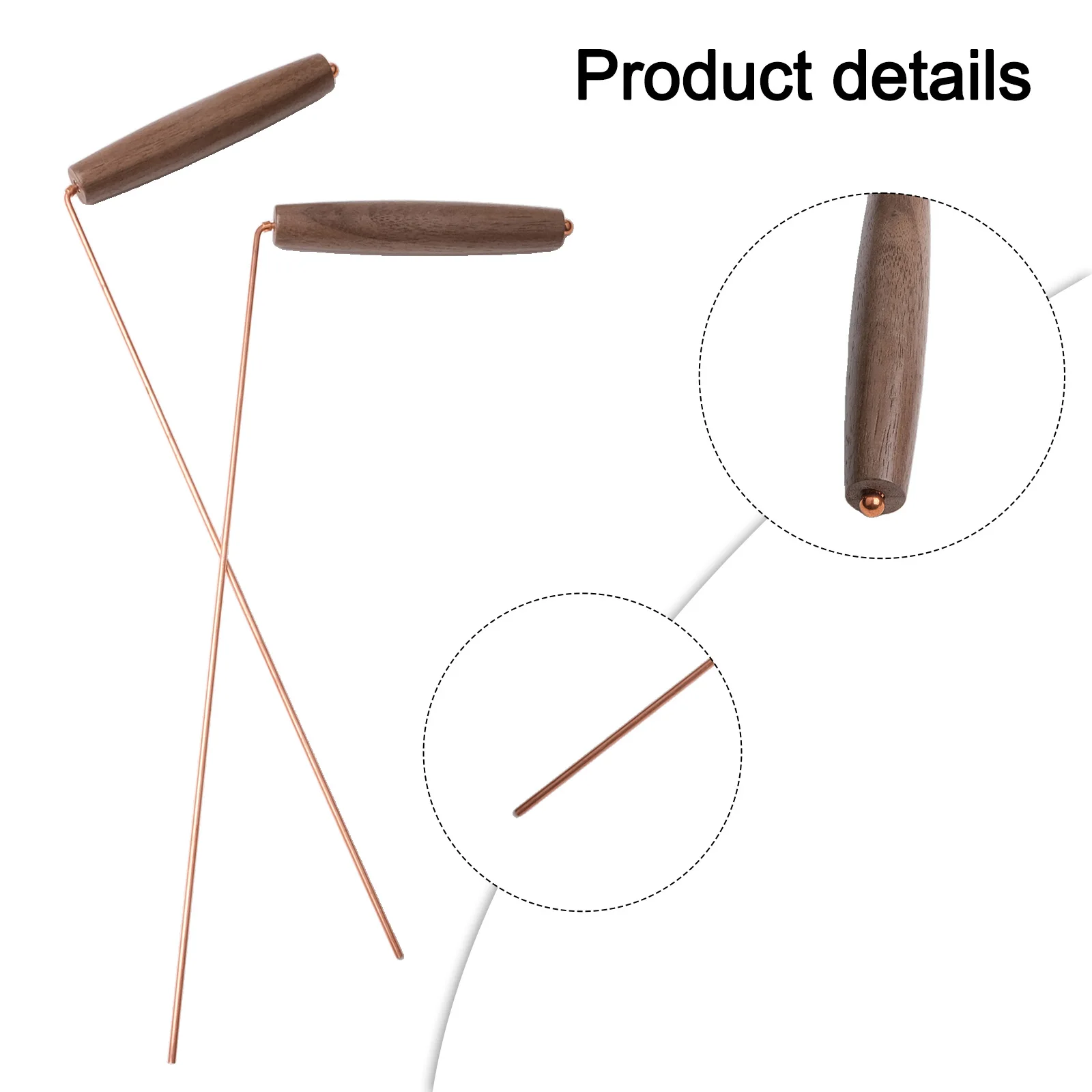 2pcs Pure Copper Metal Detector Rod Water Treasure Finding Tools Dragon Seeking Divination Tool With Wooden Handles Dowsing Rod