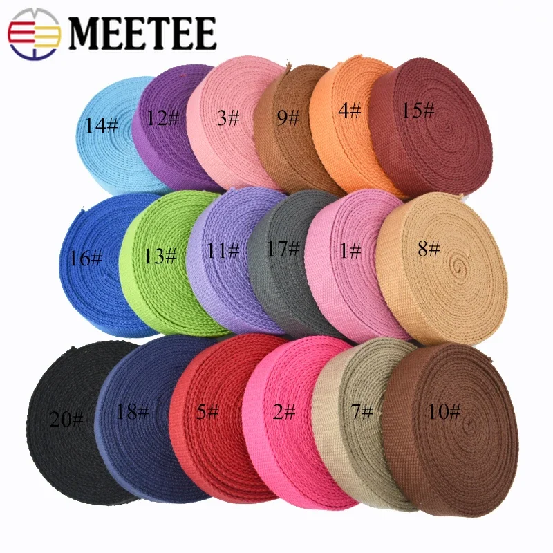 8Meters Meetee 25mm Width Thick 2mm Cotton Ribbon Canvas Webbing Tape for Bags Strap Belt Sewing Clothing DIY Craft Accessories