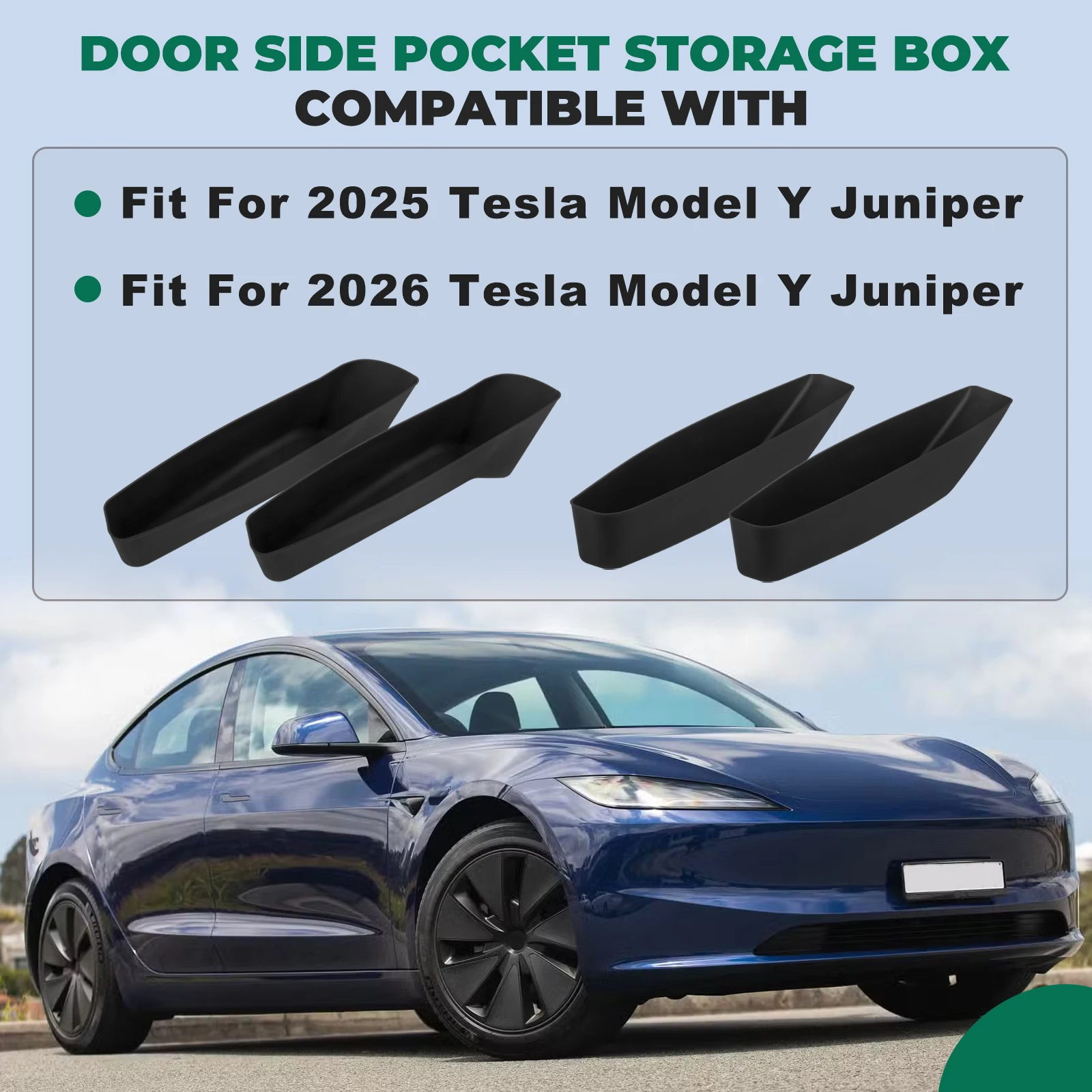 For Tesla New Model Y Juniper Front Rear Door Side Inserts TPE 2025 Car Door Storage Organizer Box for Model Y Juniper 2026