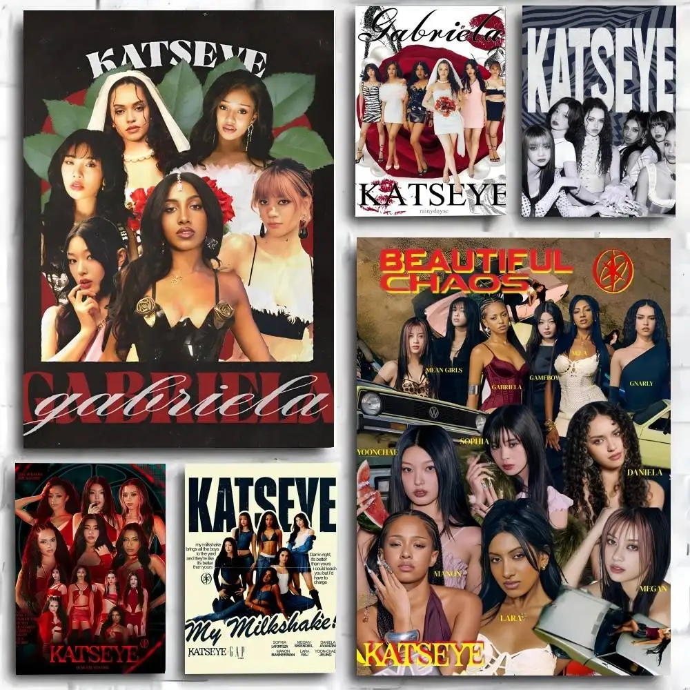 Band Katseye Poster Kunstdruck im Anime-Stil, Heimdekoration, ideales Geschenk, perfekte Raumdekoration