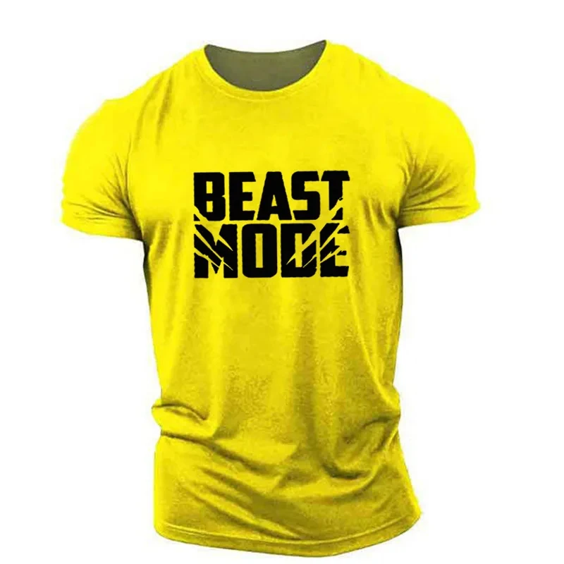 Beast Mode-camisetas informales con estampado de letras para hombre, ropa de manga corta para entrenamiento deportivo, gimnasio, talla grande 6XL