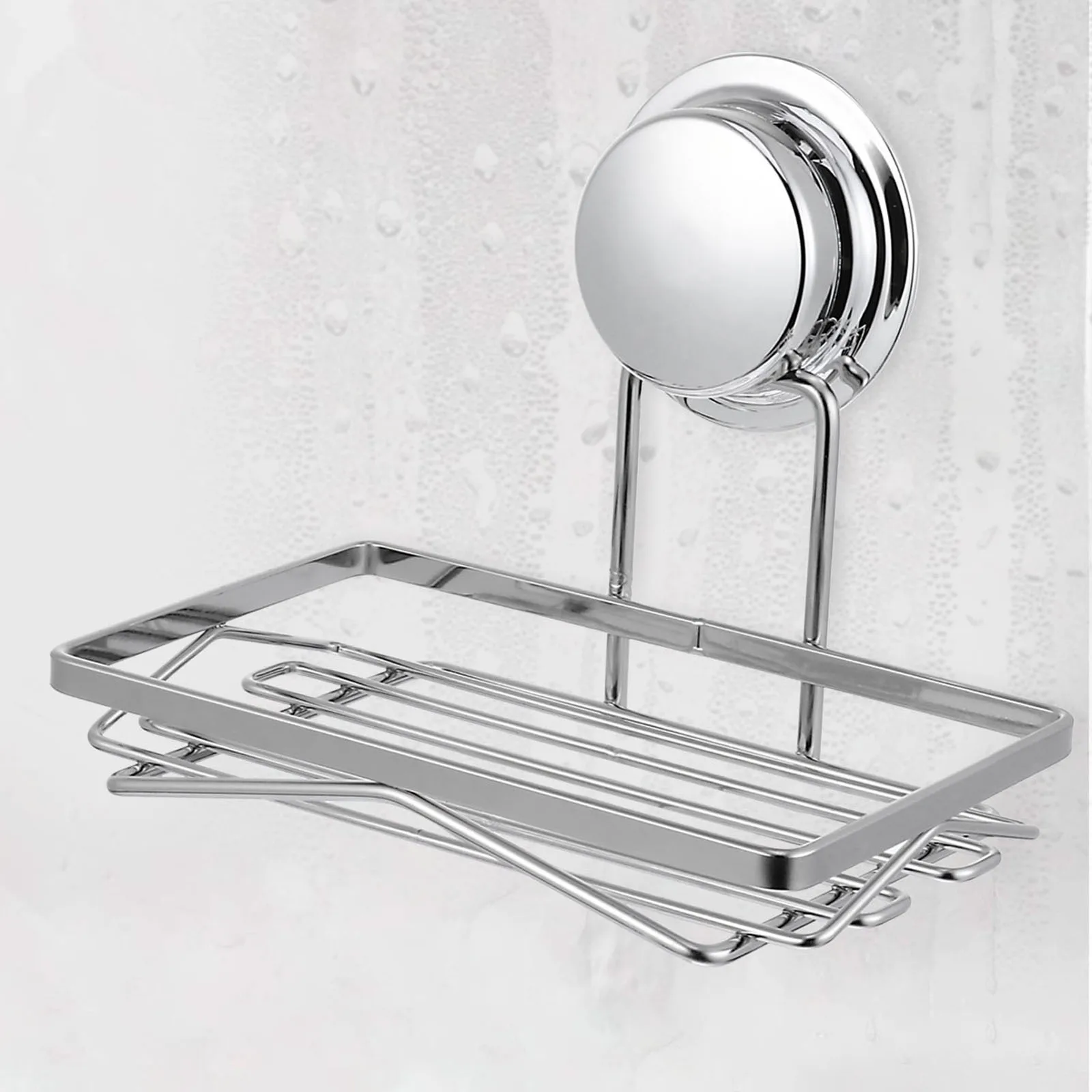 

Suction Cup Soap Holder Wall Mount Bathroom Rack Stainless Steel ABS Strong Adhesive Drain Space Saving Kitchen Shower Container