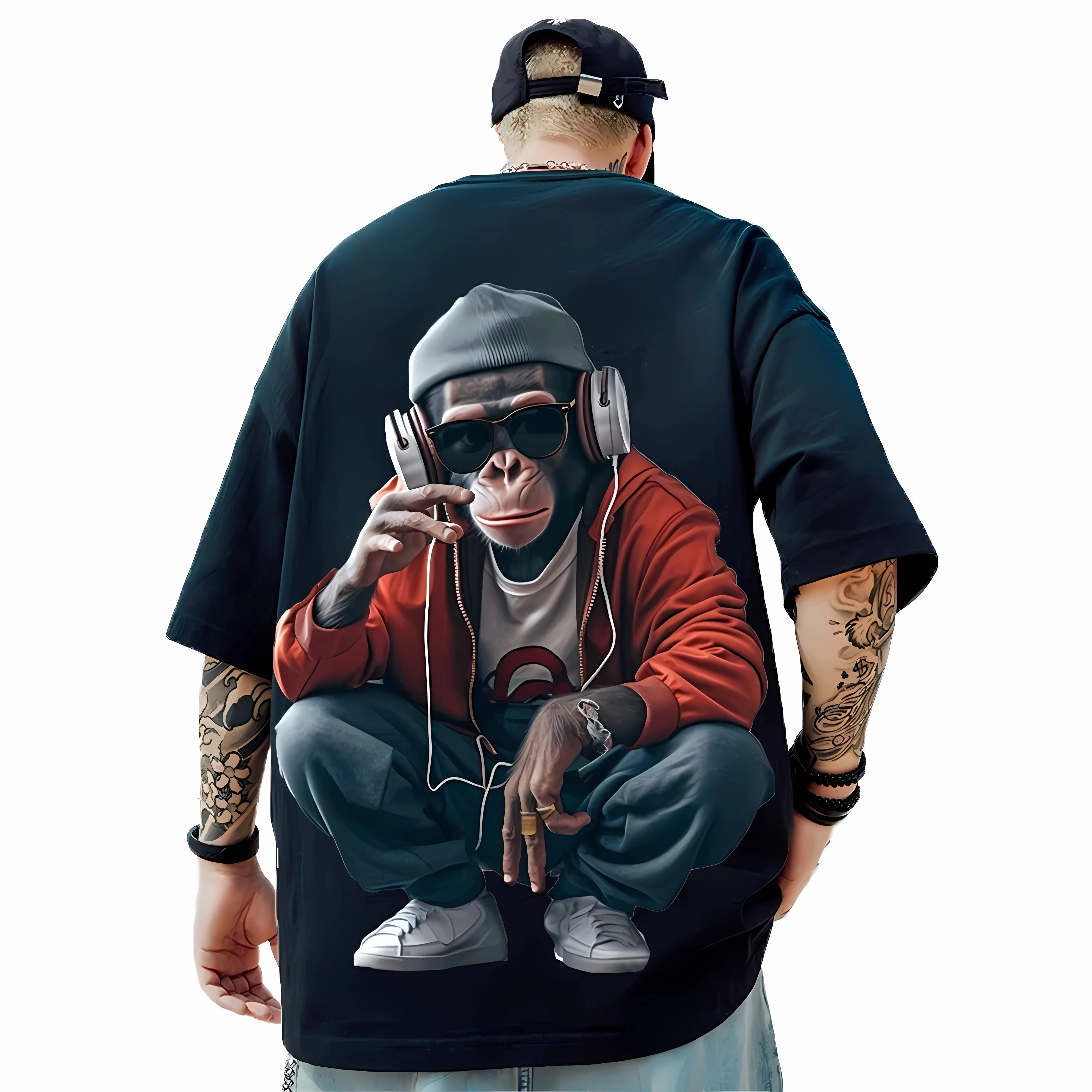 Summer Hip Hop Monkey Graphic T-shirts Men O-Neck Short Sleeve T shirts Men Oversize Cool 3D Print Loose Fit Men\'s Clothing