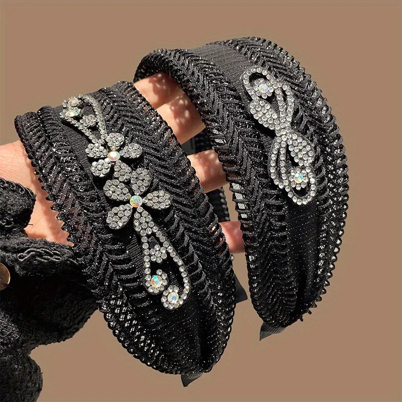 

Lace Hair Hoop Headband for Women, Wide Vintage Crystal Design Non-Slip Elegant Wedding Party Summer Luxury Hair Accessories