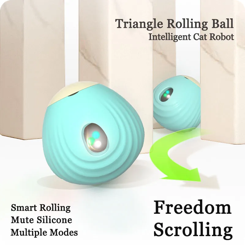 Triangle Cat Rolling Ball Interactive Cat Toy Self-moving Kitten Ball Toys Vibration Sensor Cats Game Toy Cat Accessories