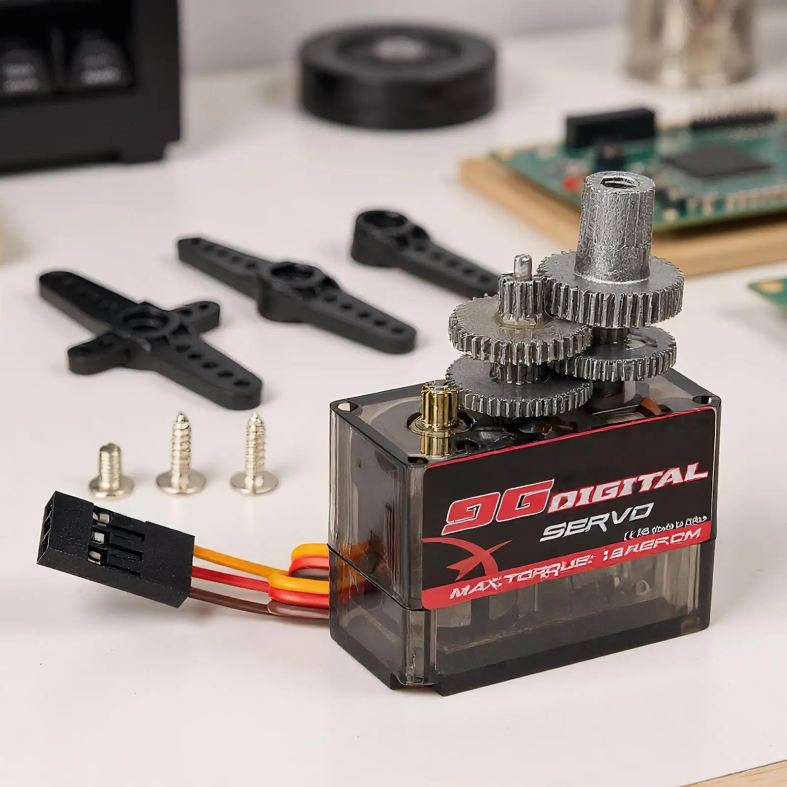 Servo moteur numérique RC, jouet, couple élevé, Angle de contrôle de 1.4Kg, accessoire robotique à faible bruit de 180 degrés pour garçons débutants