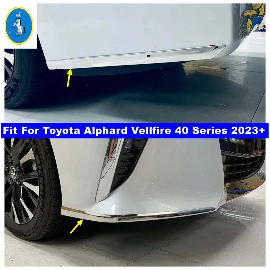 

Front + Rear Lower Bumper Skid Plate Mouldings Cover Trim For Toyota Alphard Vellfire 40 Series 2023 2024 Exterior Accessories