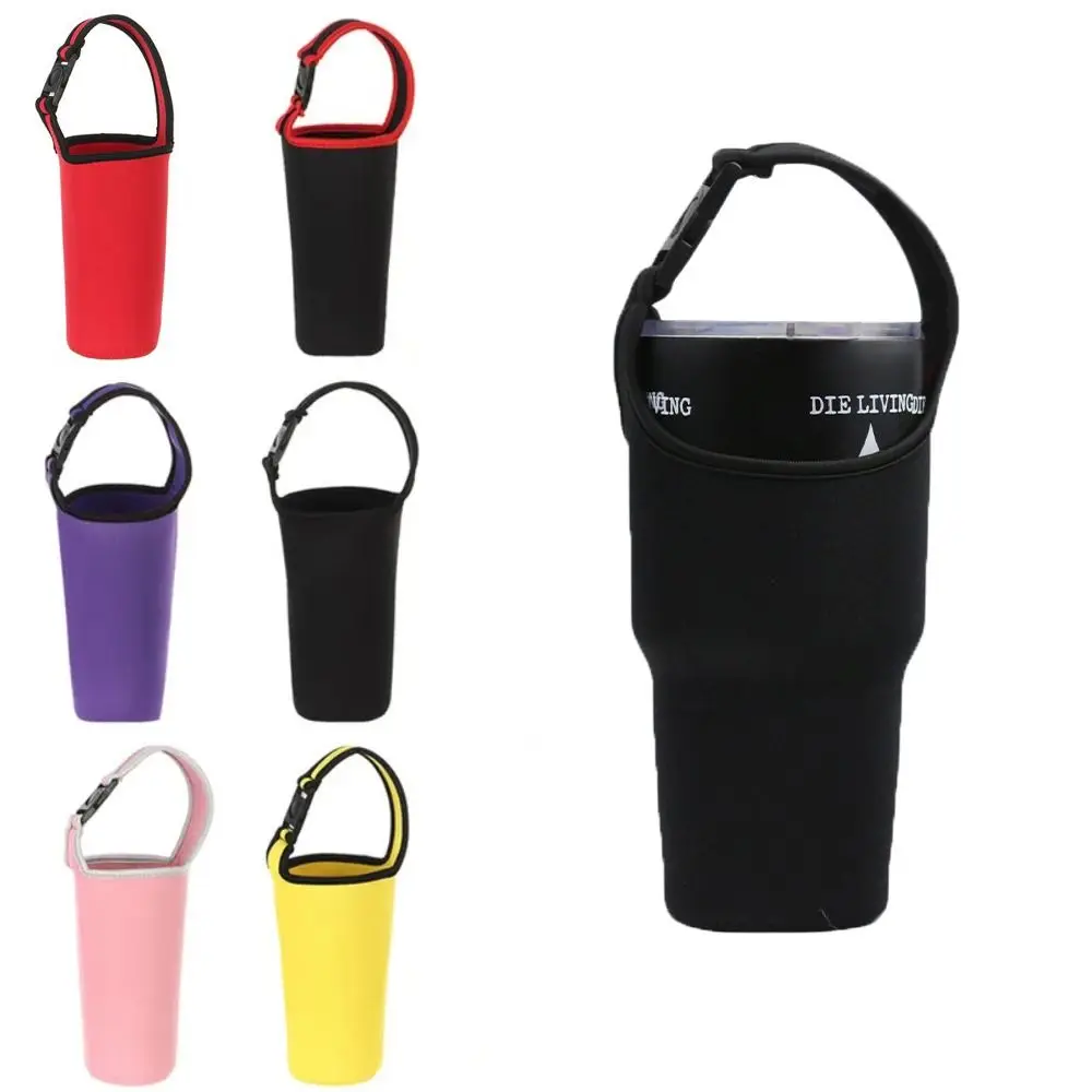 1 Pc Portable Colorful Water Bottle Holder With Carrying Handle Insulated Cup Pouch Outdoor Sports Drinkware Protection