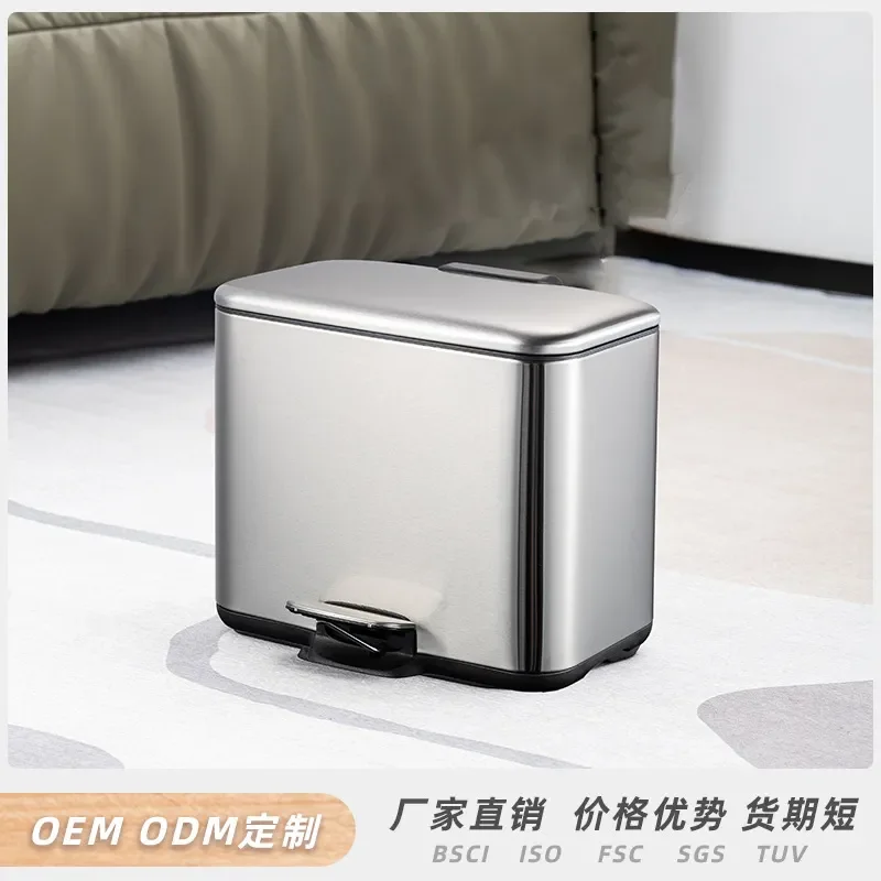 3L Stainless Steel Pedal Trash Can Brushed Finish Dry Wet Separation Bin for Living Room Household Waste Sorting Customizable