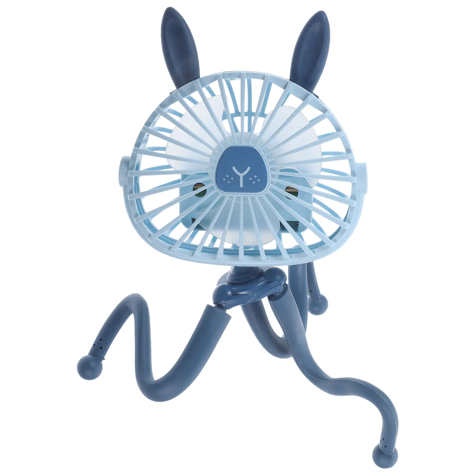 

Rabbit Ear USB Charging Octopus Stroller Fan Blue Low Noise Portable Mini Fan for Baby Handheld with 3 Speeds Adjustable Tripod